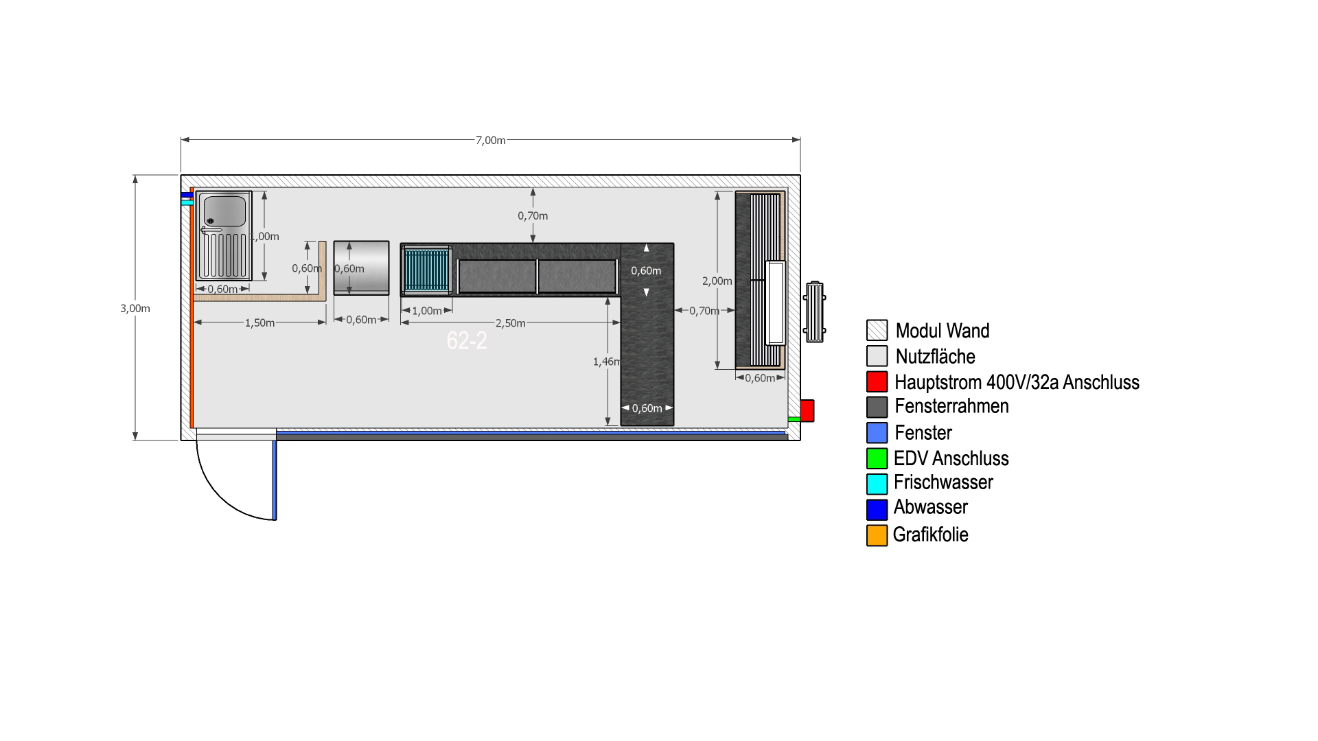 Bäckerei Verkaufsmodul 7x3m