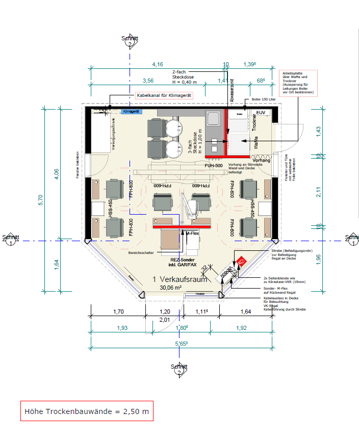 Friseur Verkaufsmodul 6x6m