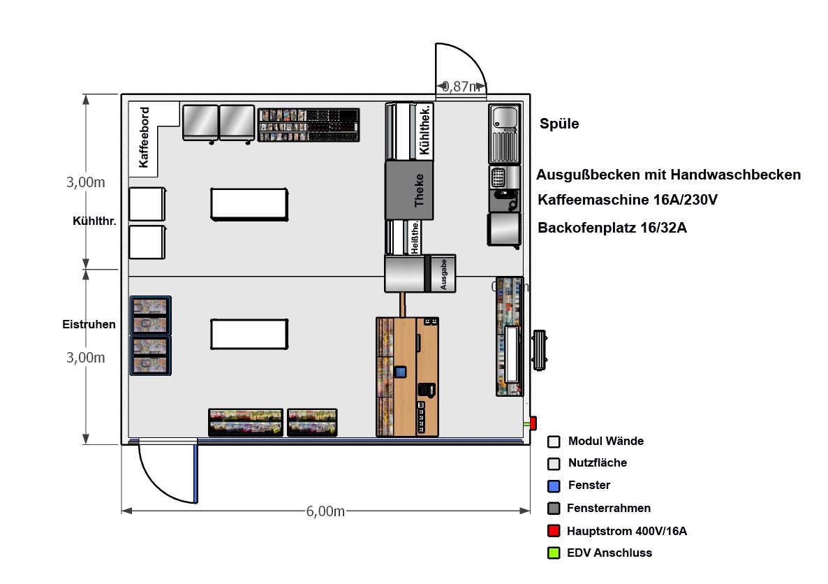 Tankstellen Verkaufsmodul 6x6m