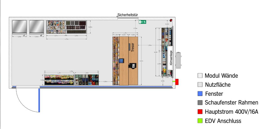 Tankstellen Verkaufsmodul 7x3m