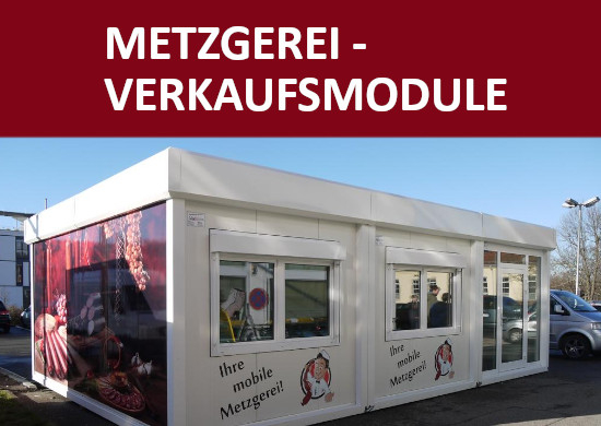 Metzgerei Verkaufsmodul (Metzgereicontainer) - Vermietung - Vorderansicht