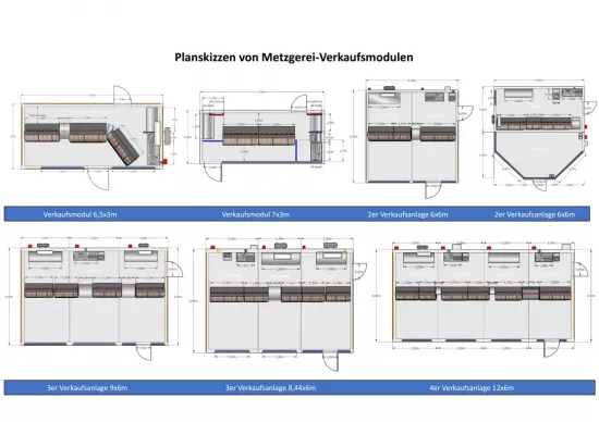 Metzgerei Verkaufsmodul (Metzgereicontainer) - Vermietung - Planskizzen Metzgerei-Verkaufsmodule