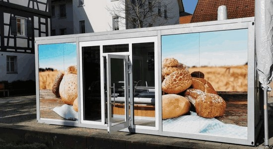 Bäckerei Verkaufsmodul (Backcontainer) - Vermietung - Vorderansicht