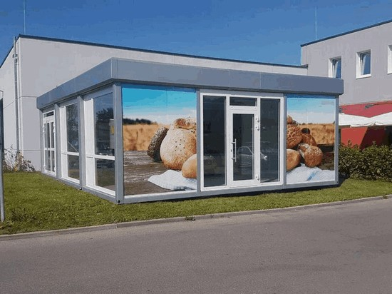 Bäckerei Verkaufsmodul (Backcontainer) - Vermietung - Vorderansicht