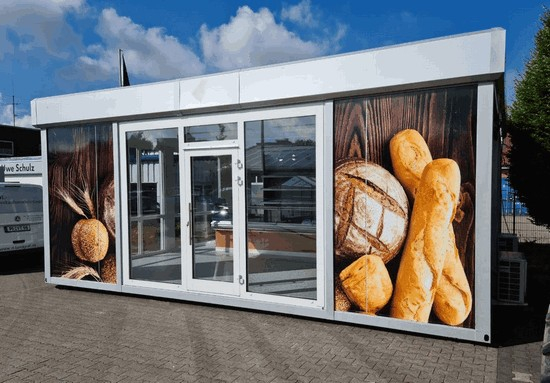 Bäckerei Verkaufsmodul (Backcontainer) - Vermietung - Vorderansicht